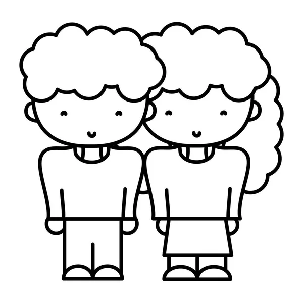 ライン男の子と女の子ファッション髪型と一緒にベクトル イラスト — ストックベクタ