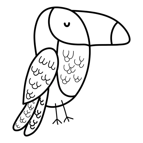Line Beauty Toucan Tropical Bird Animal Vector Illustration — Stock Vector