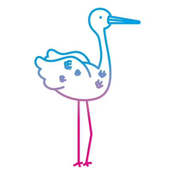 Degraded Line Nature Stork Wild Bird Animal Vector Illustration — Stock Vector