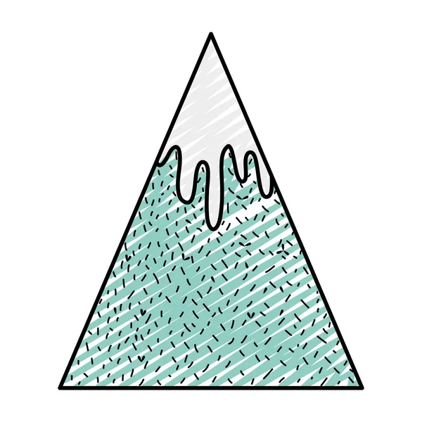 Doodle Natürlichen Schneebedeckten Berg Kalten Wettervektor Illustration — Stockvektor