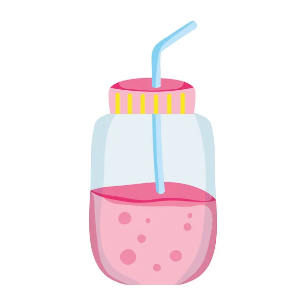 Fresa Fresca Fruta Smoothie Bebida Vector Ilustración — Archivo Imágenes Vectoriales