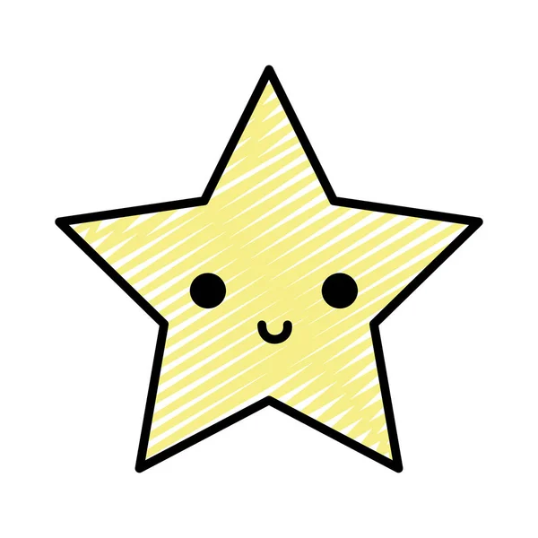 Doodle Glad Stjärna Videogame Character Teknik Vektorillustration — Stock vektor