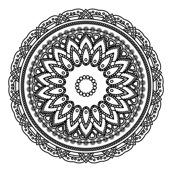 Line Mandala Abstrakt Prydnad Indisk Stil Vektorillustration — Stock vektor