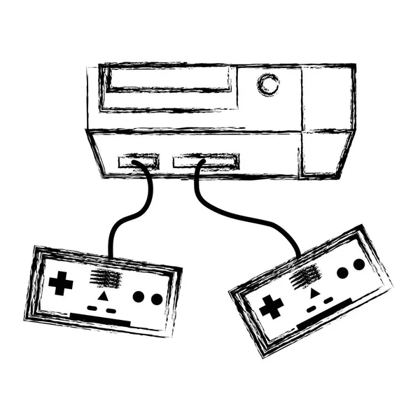 Console Jeu Vidéo Électronique Grunge Avec Illustration Vectorielle Technologie Contrôleurs — Image vectorielle