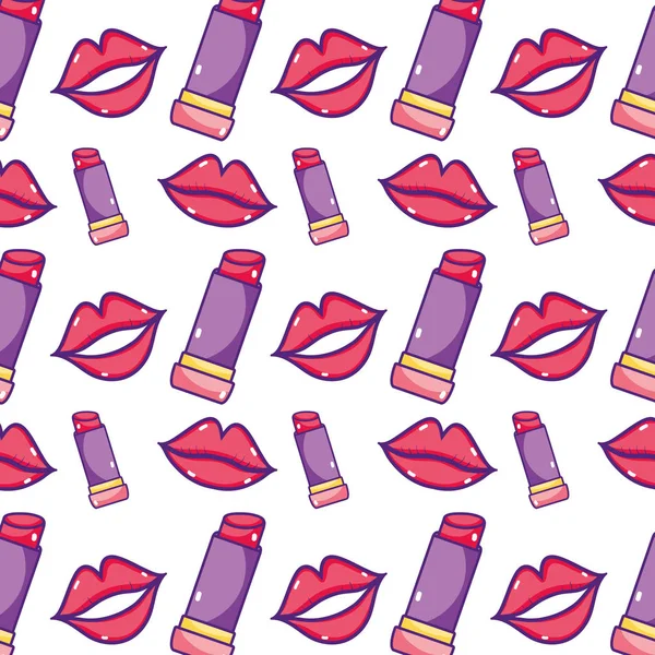 Maquillaje Lipstiick Labios Moda Fondo Vector Ilustración — Vector de stock