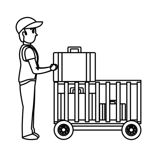 线交付人与行李容器服务向量例证 — 图库矢量图片