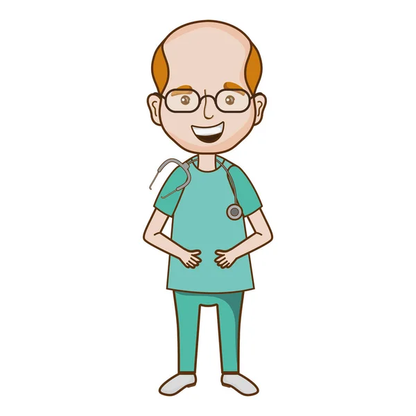 Hombre Médico Con Estetoscopio Médico Uniforme Vector Ilustración — Vector de stock