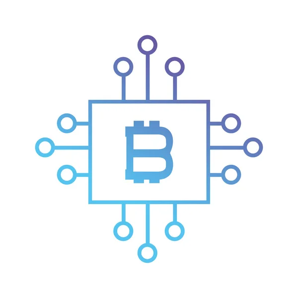 Ligne Bitcoin Bouclier Avec Illustration Vectorielle Circuits Électroniques — Image vectorielle