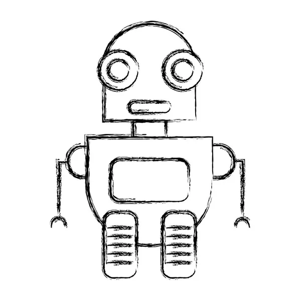 Grunge Futuristic Robot Technology Artificial Intelligence Vector Illustration — Stock Vector
