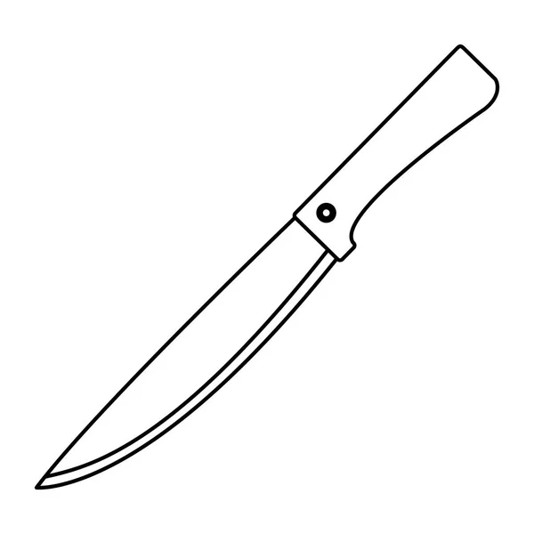Line Cooking Knife Kitchen Utensil Cut Vector Illustration — Stock Vector