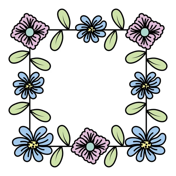 Farbe Natur Blume Mit Blütenblättern Und Blättern Dekoration Vektor Illustration — Stockvektor