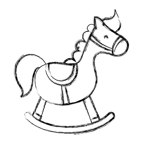 Grunge Madeira Balançando Cavalo Jogar Brinquedo Vetor Ilustração — Vetor de Stock