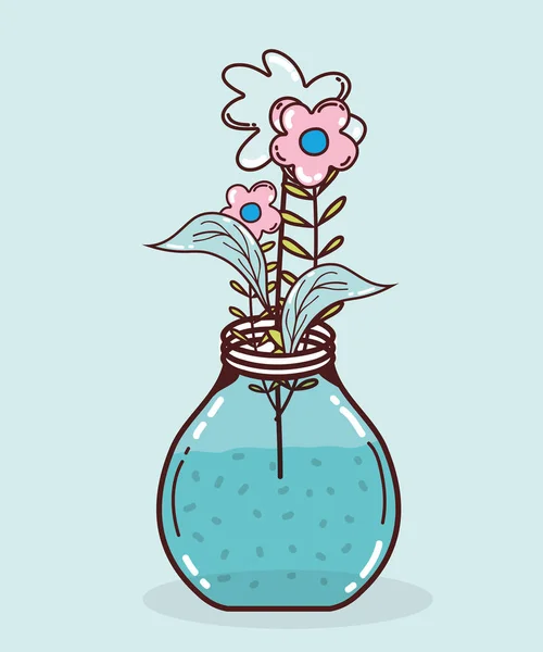 Bouquet flowers in mason jar cute drawing vector illustration graphic design