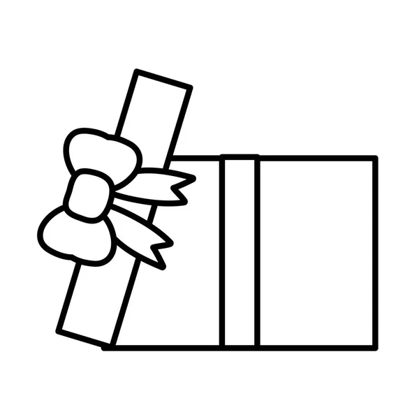 Ligne Ouverte Boîte Cadeau Avec Illustration Vectorielle Style Arc Ruban — Image vectorielle