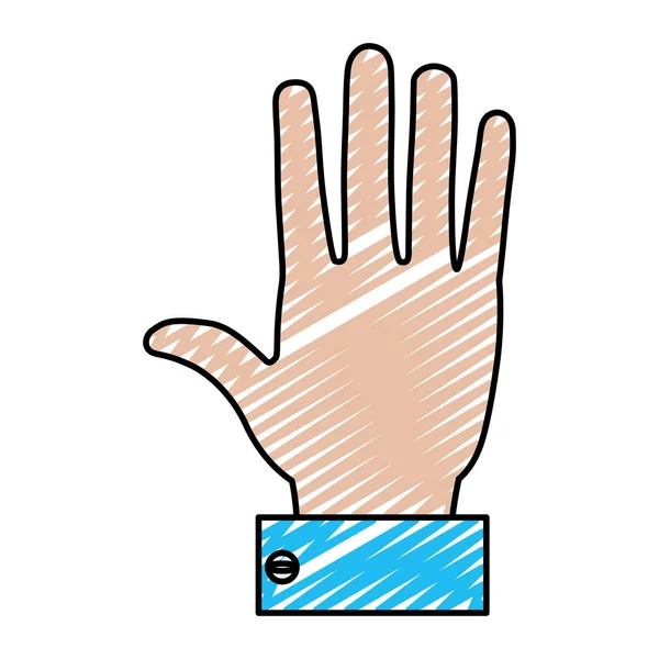 Garabato Mano Hombre Negocios Con Stop Gesture Signo Vector Ilustración — Vector de stock