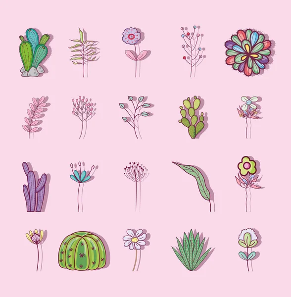 Conjunto Desenho Flores Coleção Vetor Ilustração Design Gráfico —  Vetores de Stock