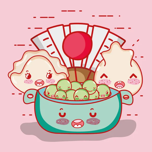 Comida Japonesa Lindo Kawaii Dibujos Animados Vector Ilustración Diseño Gráfico — Vector de stock