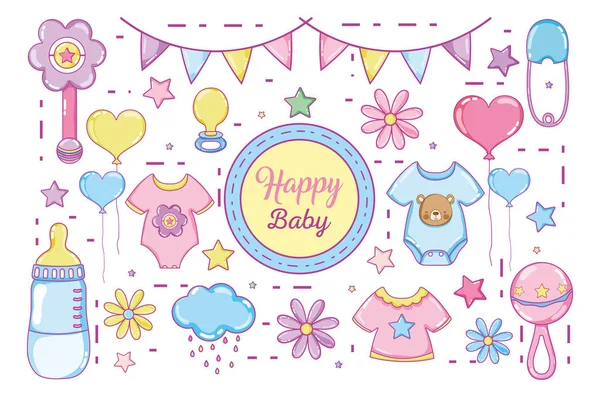 Happy Baby Cartoons Vector Illustration Graphic Design — Stock Vector