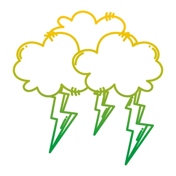 Degradiert Linie Flauschige Wolken Mit Donner Natur Wettervektor Illustration — Stockvektor