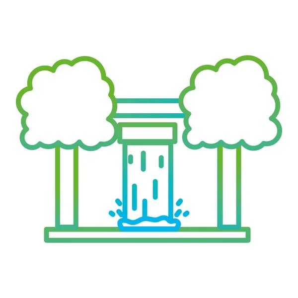 Lijn Water Tank Reserve Met Ecologie Bomen Vectorillustratie — Stockvector