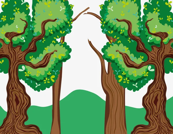 Bela Paisagem Florestal Desenho Animado Vetor Ilustração Design Gráfico — Vetor de Stock