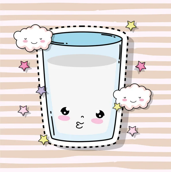 可愛いかわいいミルク ガラス雲と星とベクトル イラスト — ストックベクタ
