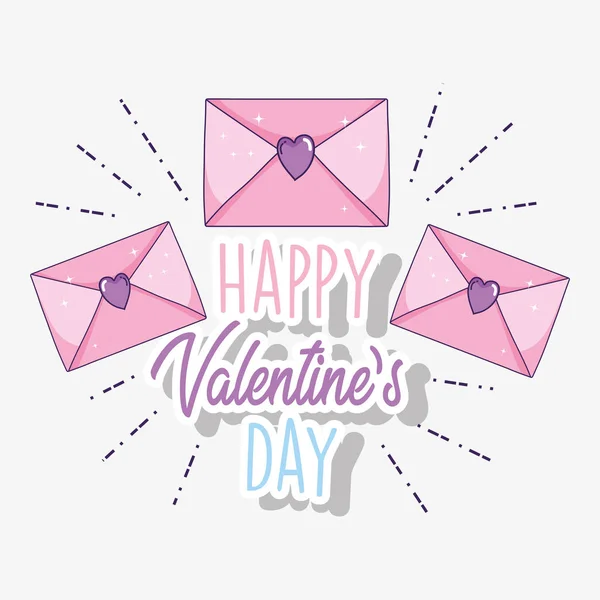 Feliz Día San Valentín Con Tarjetas Amor Vector Ilustración — Vector de stock