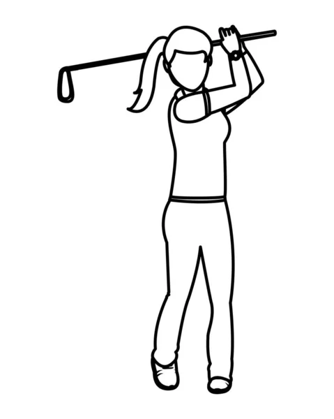 线妇女高尔夫球手与一致和高尔夫球棒向量例证 — 图库矢量图片