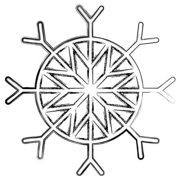 Grunge Styl Vločka Přírodních Zimní Sezóně Vektorové Ilustrace — Stockový vektor