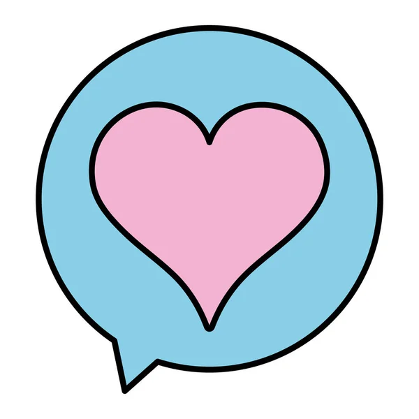 Color Corazón Estilo Dentro Chat Burbuja Mensaje Vector Ilustración — Vector de stock