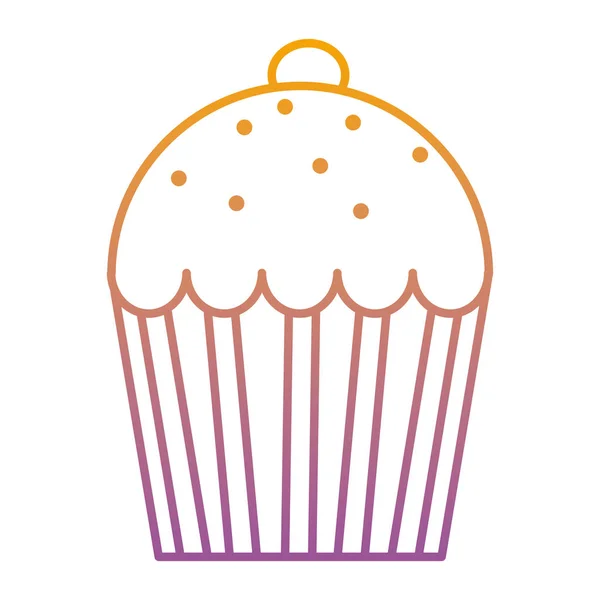 Abgebaut Linie Köstliche Süße Muffin Dessert Mit Kirschvektor Illustration — Stockvektor