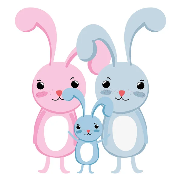 Family Rabbit Wild Cute Animals Vector Illustration — Stock Vector