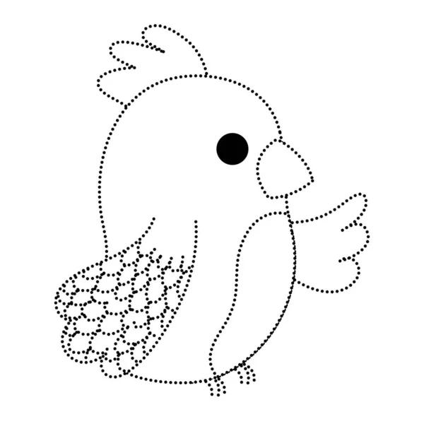 Dotted Shape Beauty Parrot Bird Cute Animal Vector Illustration — Stock Vector