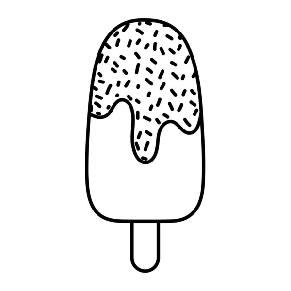 Lijn Lekkere Chocolade Lollie Ijs Dessert Vectorillustratie — Stockvector