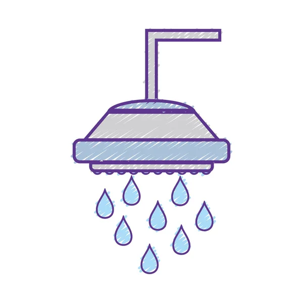 Geriebene Sanitärrohrbrause Mit Wassertropfen Vektorillustration — Stockvektor