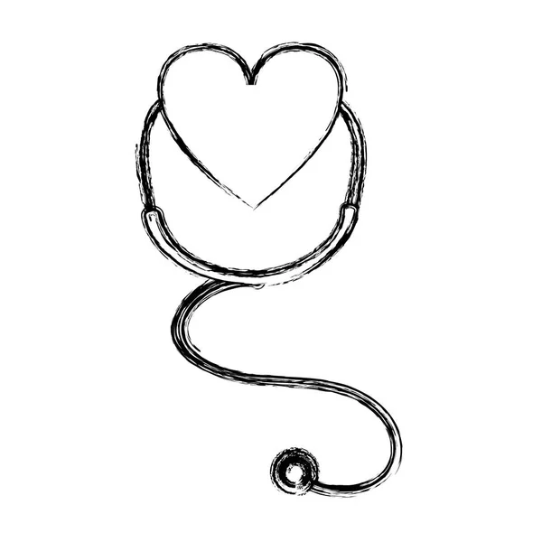 Grunge Stetoskop Aracına Klinik Kalp Atışı Darbe Vektör Çizim — Stok Vektör