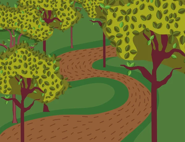 Beautiful forest scenery cartoon vector illustration graphic design