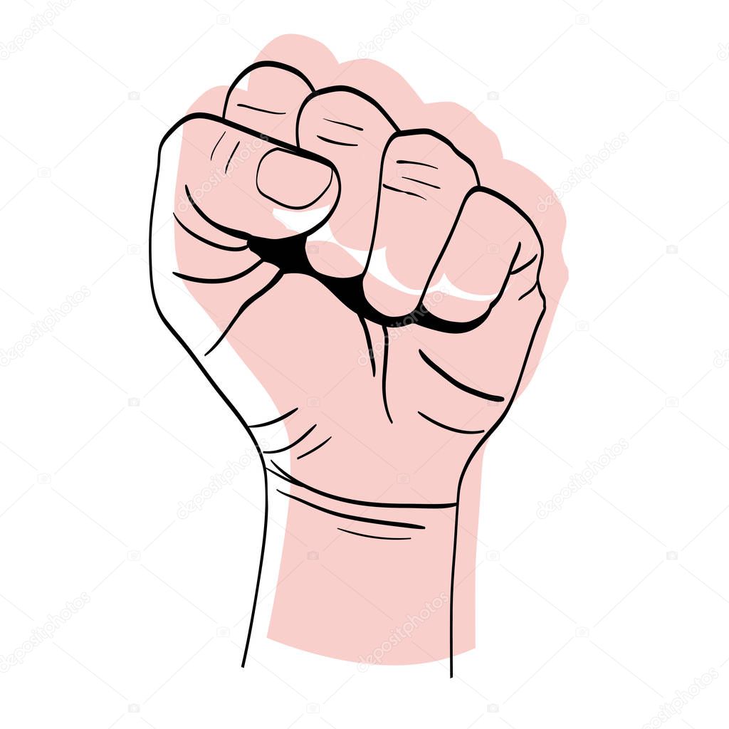 moved color person hand up oppose protest vector illustration