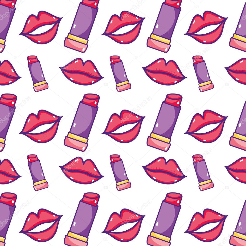 lipstiick makeup and fashion lips background vector illustration