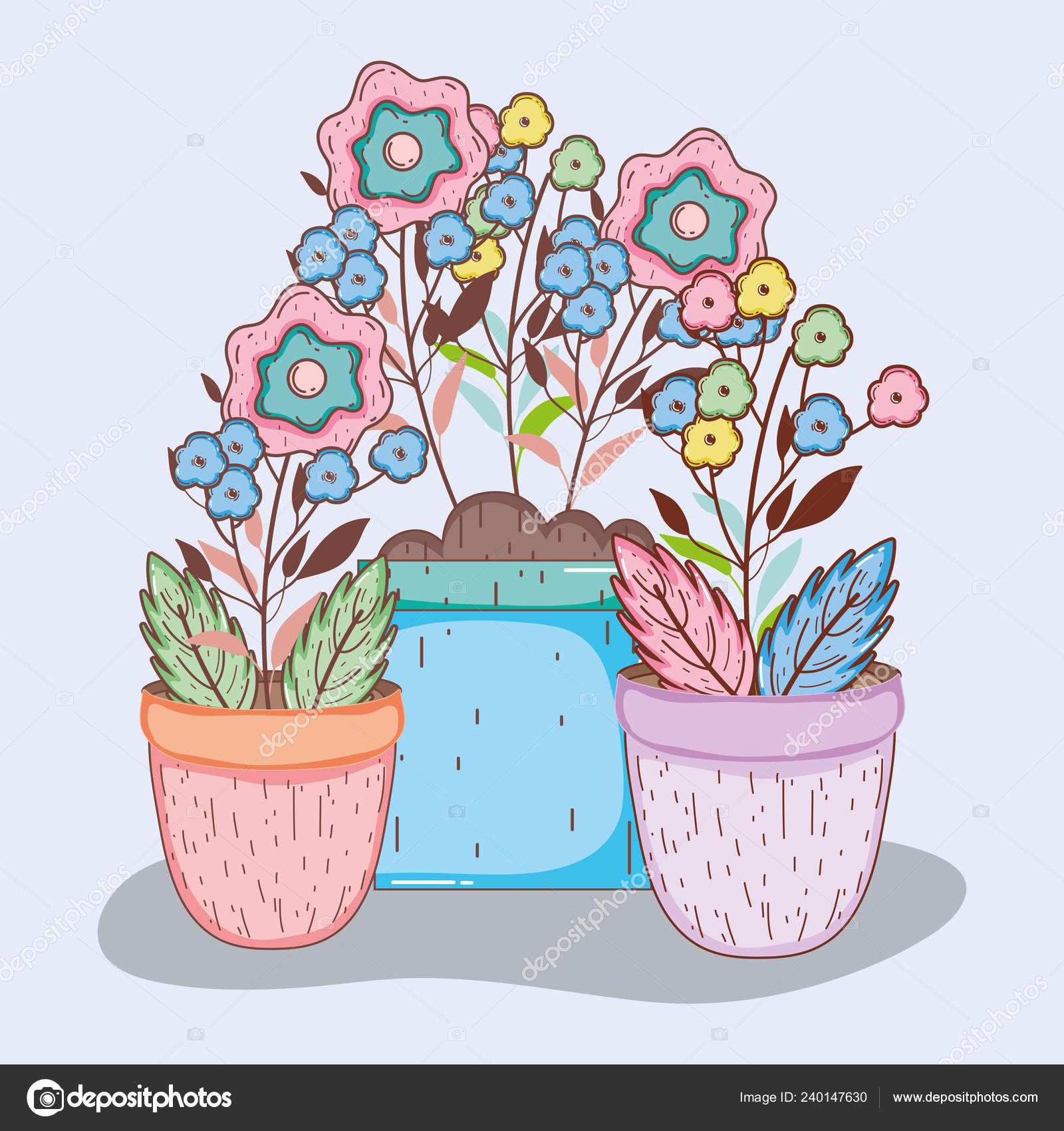 Fleurs Exotiques Avec Des Feuilles Intérieur Cache Pot