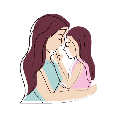 taşınan renk güzel anne kızını sarılma silah vektör çizim