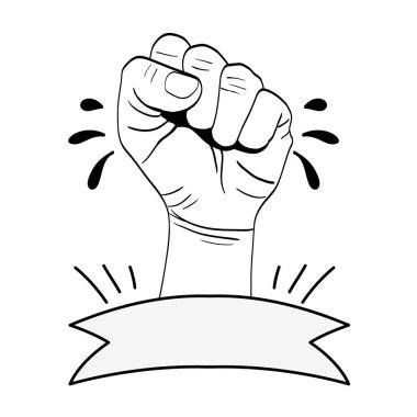 satır oppose el protesto devrim şerit vektör çizim ile