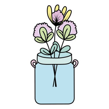 renk çiçek bitkiler kavanoz mason vektör çizim içinde korumak