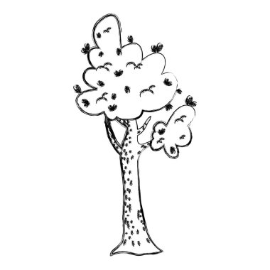 Grunge doğal ağaç dalları tasarım vektör çizim ile yaprak