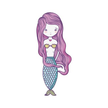 güzel kadın siren saç modeli tasarım vektör çizim ile