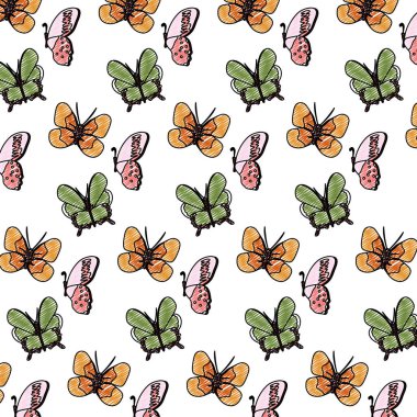 Güzellik kelebek hayvan böcek arka plan vektör çizim doodle