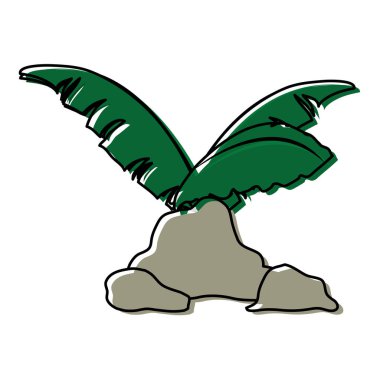 taşınan renkli tropikal plam ağaç doğa ile yaprak ve kayalar illüstrasyon vektör