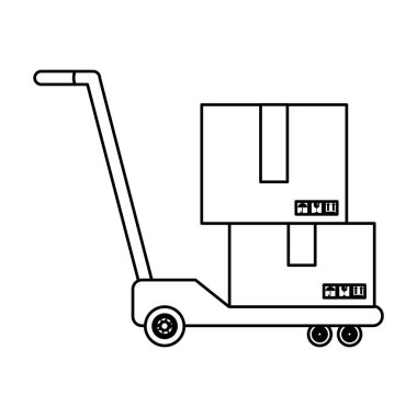 satırı teslimat paketleri hizmetinde platform yük arabaları vektör çizim