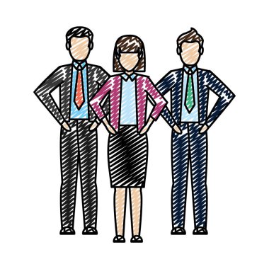 profesyonel iş adamları ofis takım çalışması strateji vektör çizim doodle