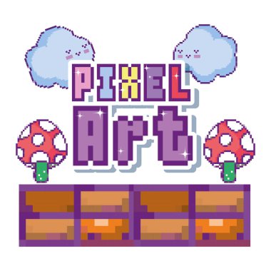 Piksel sanat karikatür kavramı vektör çizim grafik tasarım